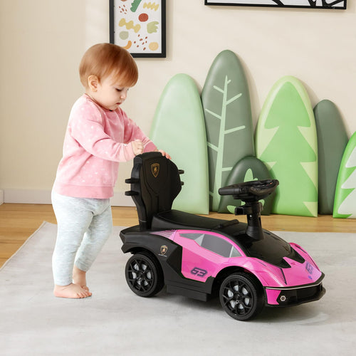 Lamborghini Licensed Push Cars for Toddlers 1-3, 3 in 1 Stroller Sliding Walking Car w/Handle