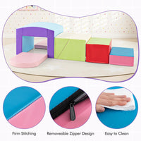 OLAKIDS Climbing Toys for Toddlers, 7 Piece Indoor Baby Foam Blocks Soft Play Set with PU Leather