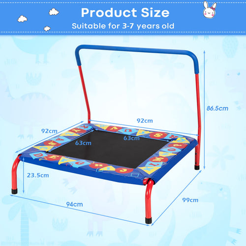 36” Square Toddler Trampoline, 150kg Load Mini Kids Trampoline, Indoor Outdoor Fitness Rebounder
