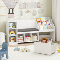 4-in-1 Kids Bookcase with Reading Nook and Removable Seat Cushion