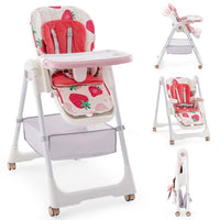 5-in-1 folding baby high chair with wheels and footstool
