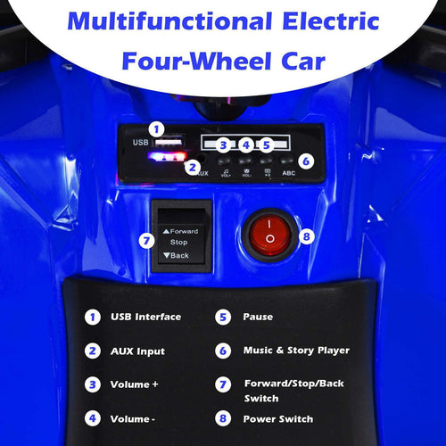 6V Kids Ride-On Car 4-Wheeler Vehicle Quad Car for 3-6 Years Old