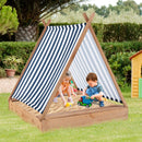 HONEY JOY Kids Sandpit Wooden Sandbox Sand Pit Play Station w/Canopy Bench Seats