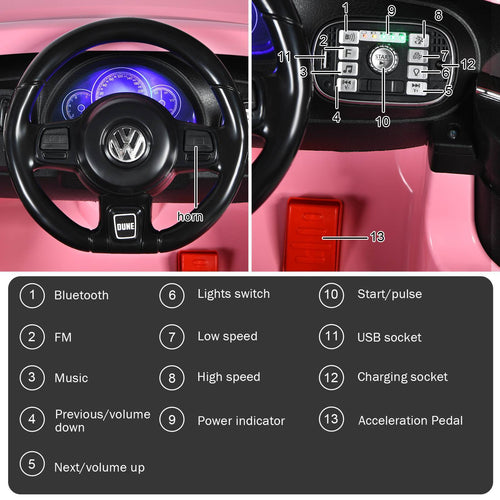12V Volkswagen Beetle Kids Electric Ride On Car Ride-On Vehicle Toy