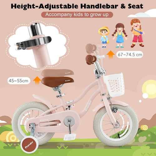 30cm Kids Bike Ride On Bicycle Training Wheels w/Removable Basket