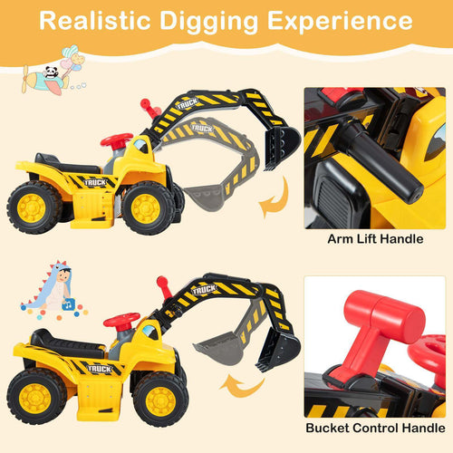 6V Kids Ride On Excavator Electric Vehicle Fun Digger Toy for Toddlers