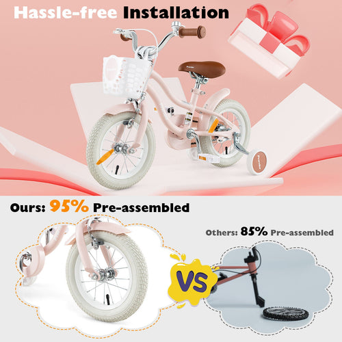 30cm Kids Bike Ride On Bicycle Training Wheels w/Removable Basket