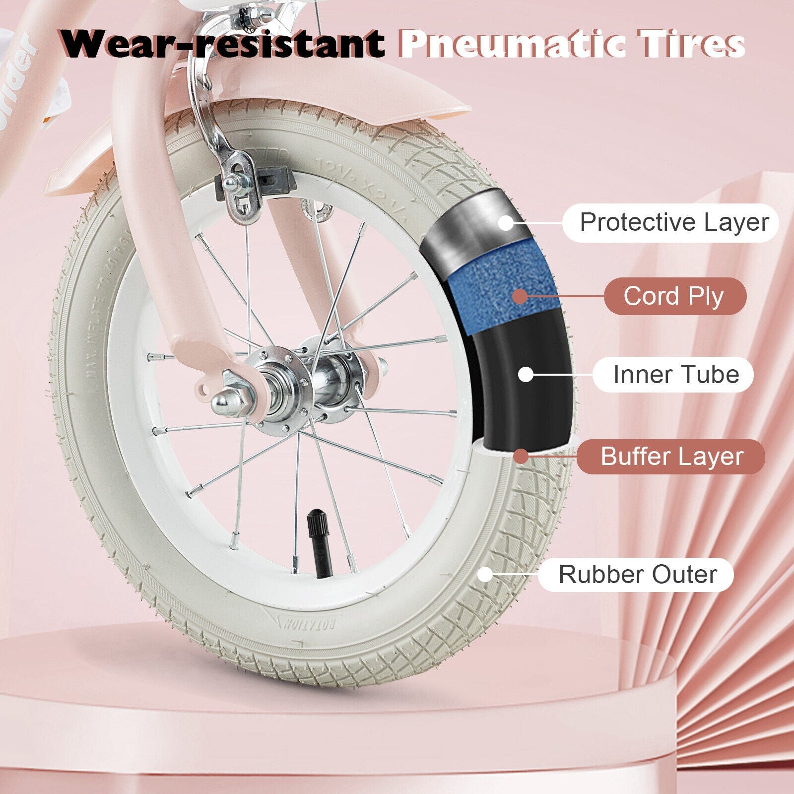 HONEY JOY 30cm Kids Bike Ride On Bicycle Training Wheels w/Removable Basket