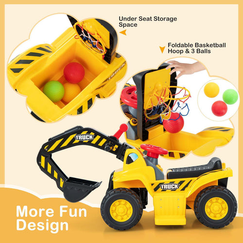 6V Kids Ride On Excavator Electric Vehicle Fun Digger Toy for Toddlers