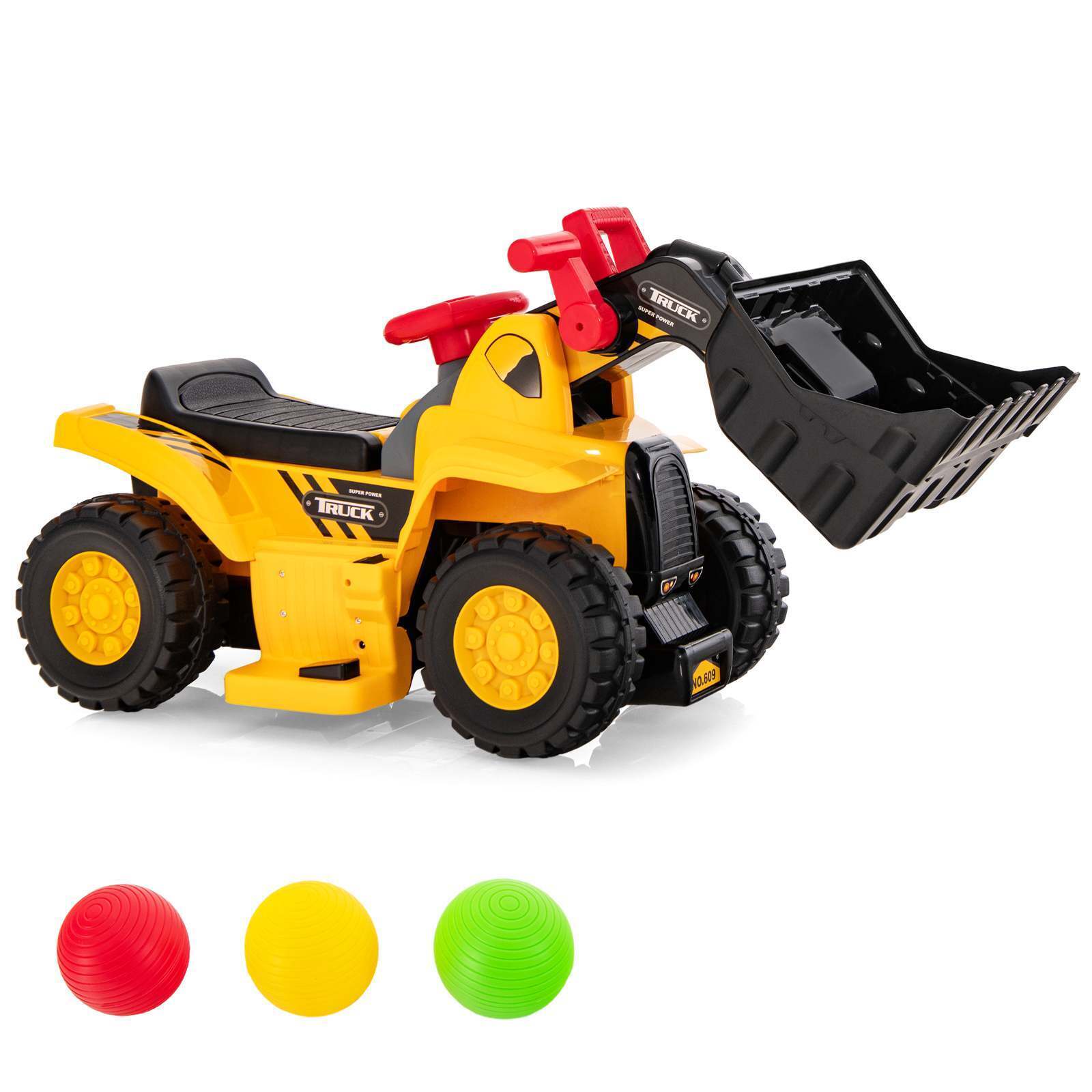 6V Kids Ride On Excavator Electric Vehicle with Basketball Hoop