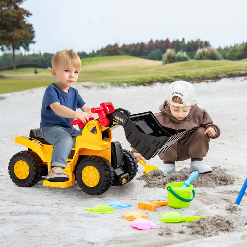 6V Kids Ride On Excavator Electric Vehicle with Basketball Hoop