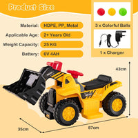 6V Kids Ride On Excavator Electric Vehicle with Basketball Hoop