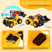 6V Kids Ride On Excavator Electric Vehicle with Basketball Hoop