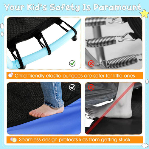 48" Kids Trampoline Recreational Trampoline w/Heavy-duty Elastic Ropes