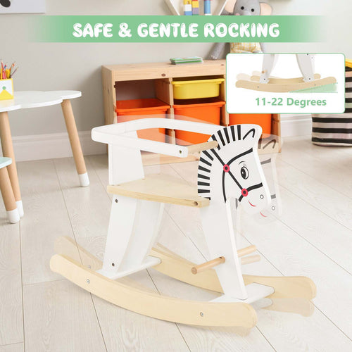 Wooden Kids Rocking Horse Baby Ride On Toy Gift w/ Detachable Fences