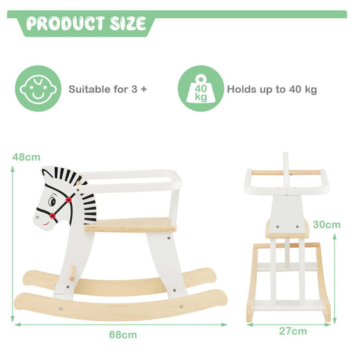 Wooden Kids Rocking Horse Baby Ride On Toy Gift w/ Detachable Fences