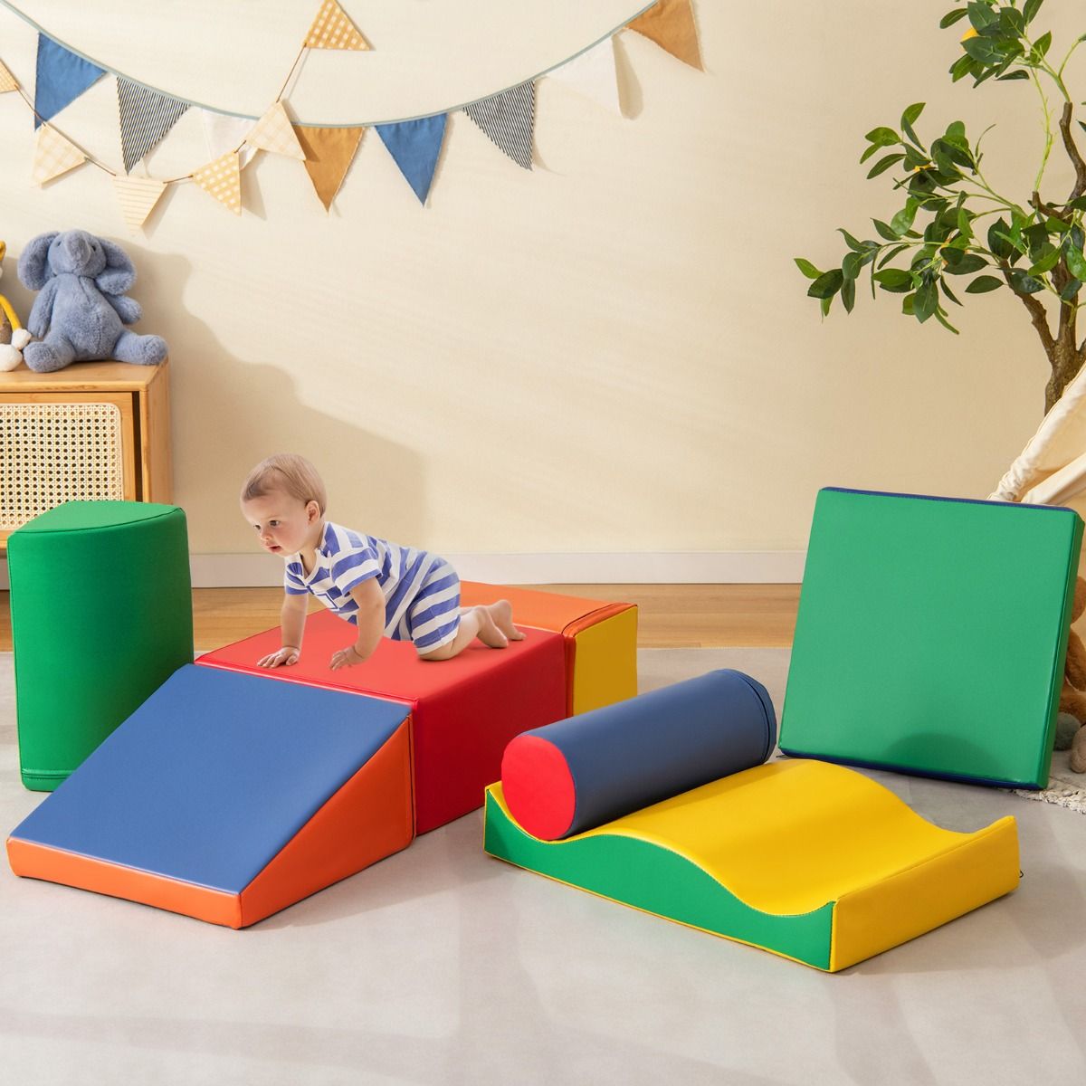 7 Pieces Climb and Crawl Activity Play Set with Zippered Cover