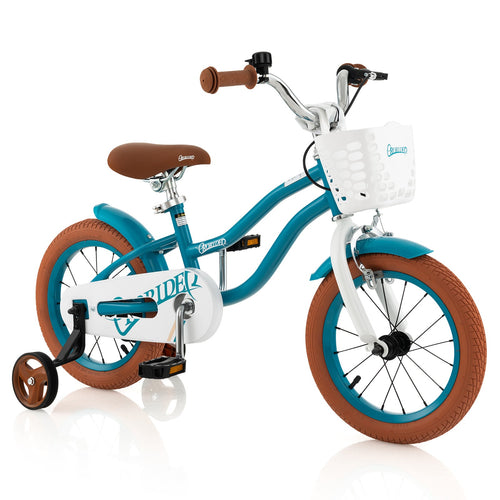14 Inch Boys Girls Bike for 3-8 Years w/Training Wheels, Adjustable Handlebar & Seat